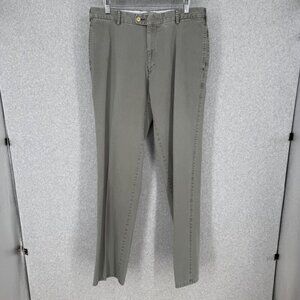 Peter Millar Mens Chino Pant Size 34x34 Pima Cotton Green Straight Leg Golf Work